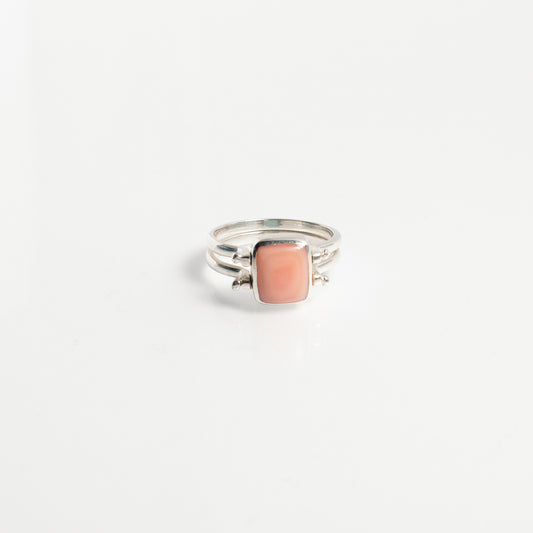 Larimar X Caracol Square Ring, Dual-Sided