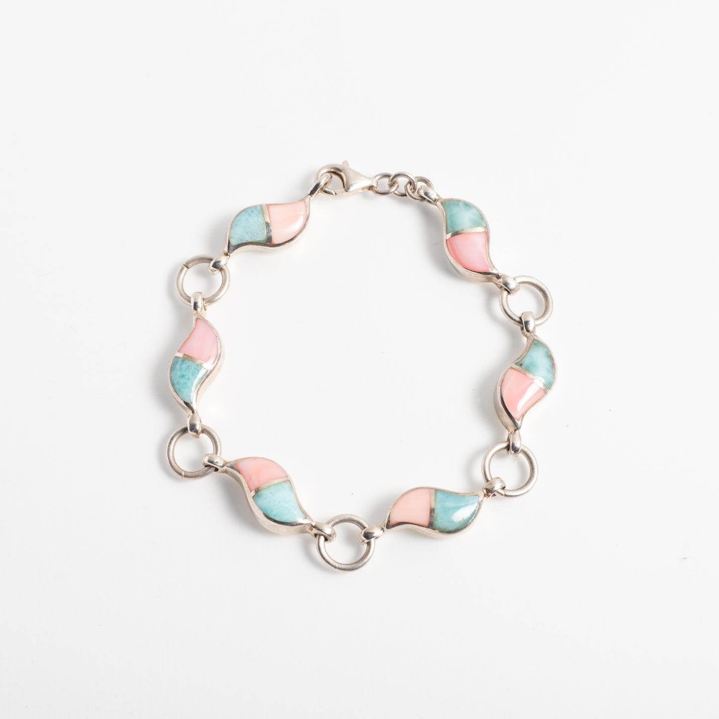 Clear Waves Bracelet - Larimar X Pink Caracol