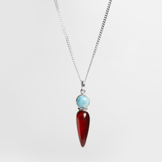 Divine Spear Pendant - Larimar X Amber