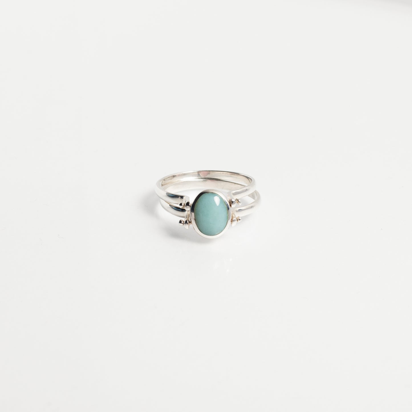 Larimar X Caracol Circular Ring, Dual-Sided