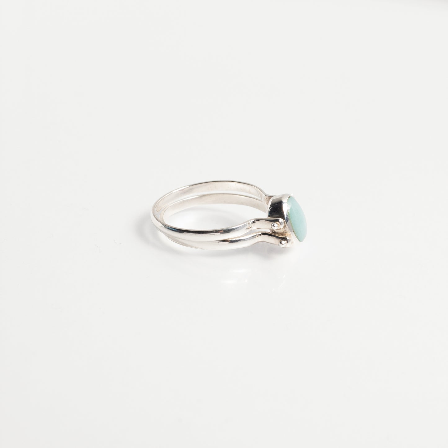 Larimar X Caracol Circular Ring, Dual-Sided