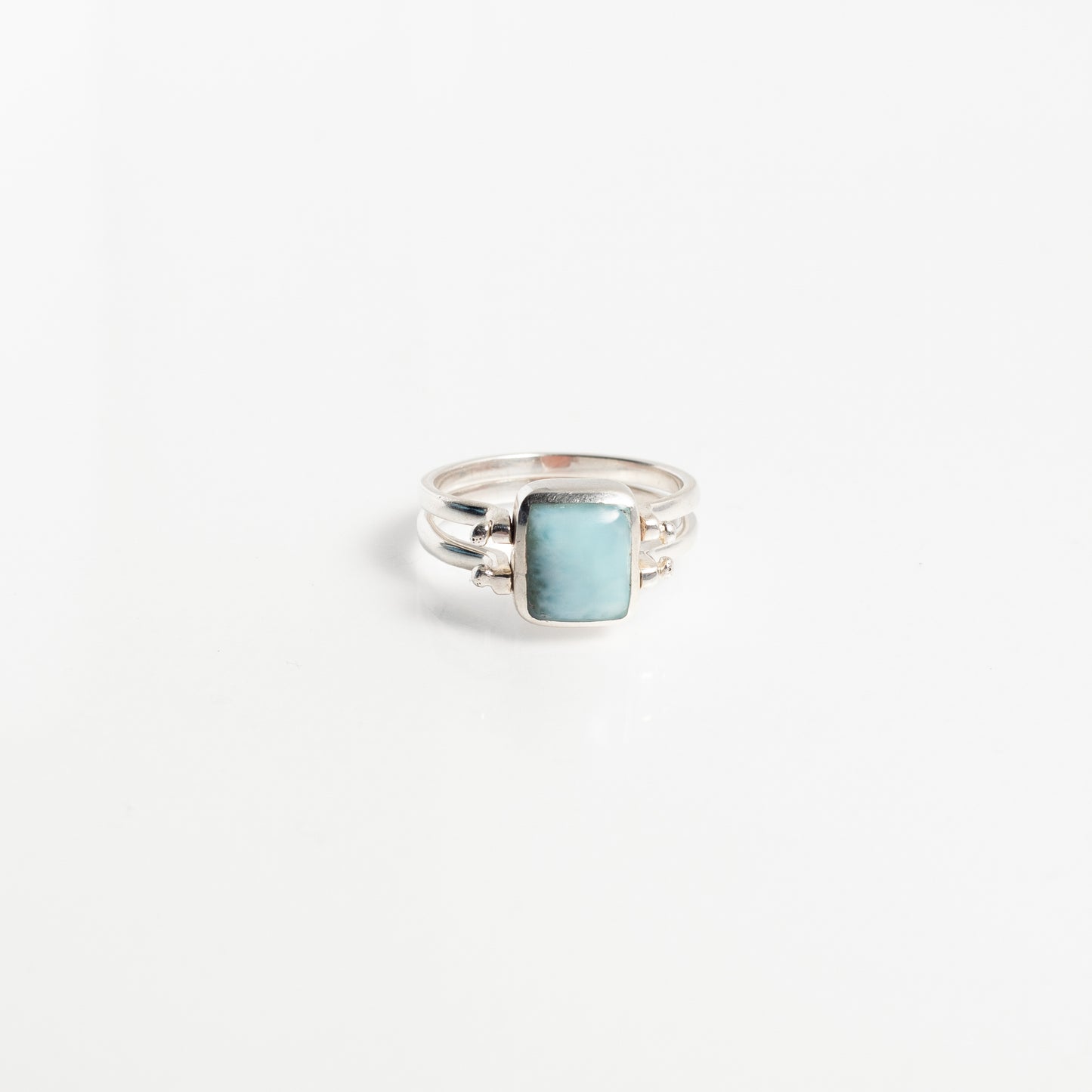 Larimar X Caracol Square Ring, Dual-Sided