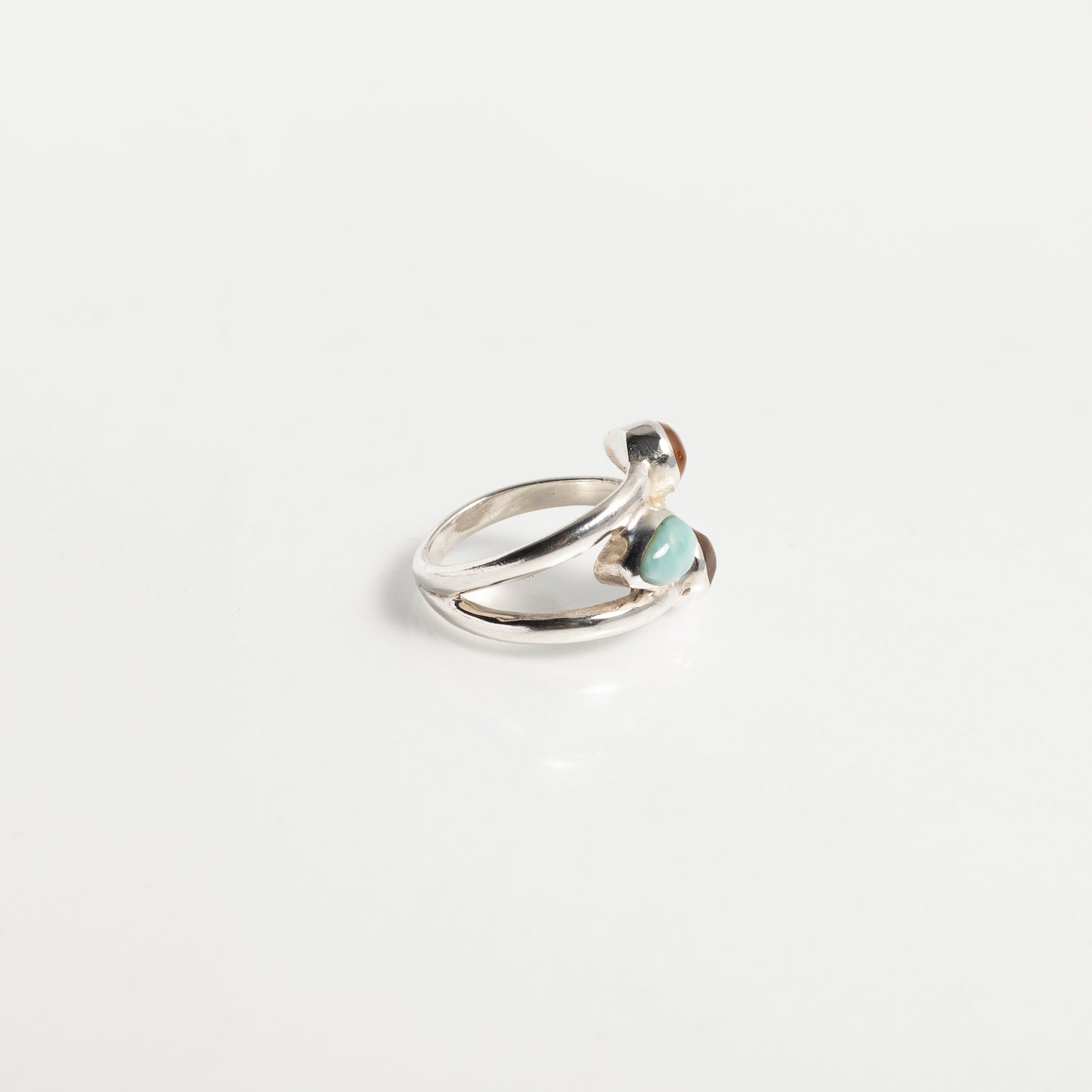 Trident Ring - Larimar X2 Amber