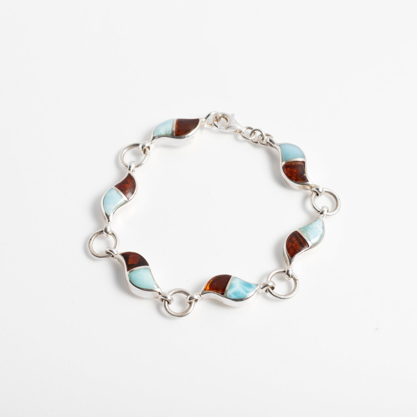 Clear Waves Bracelet - Larimar X Amber