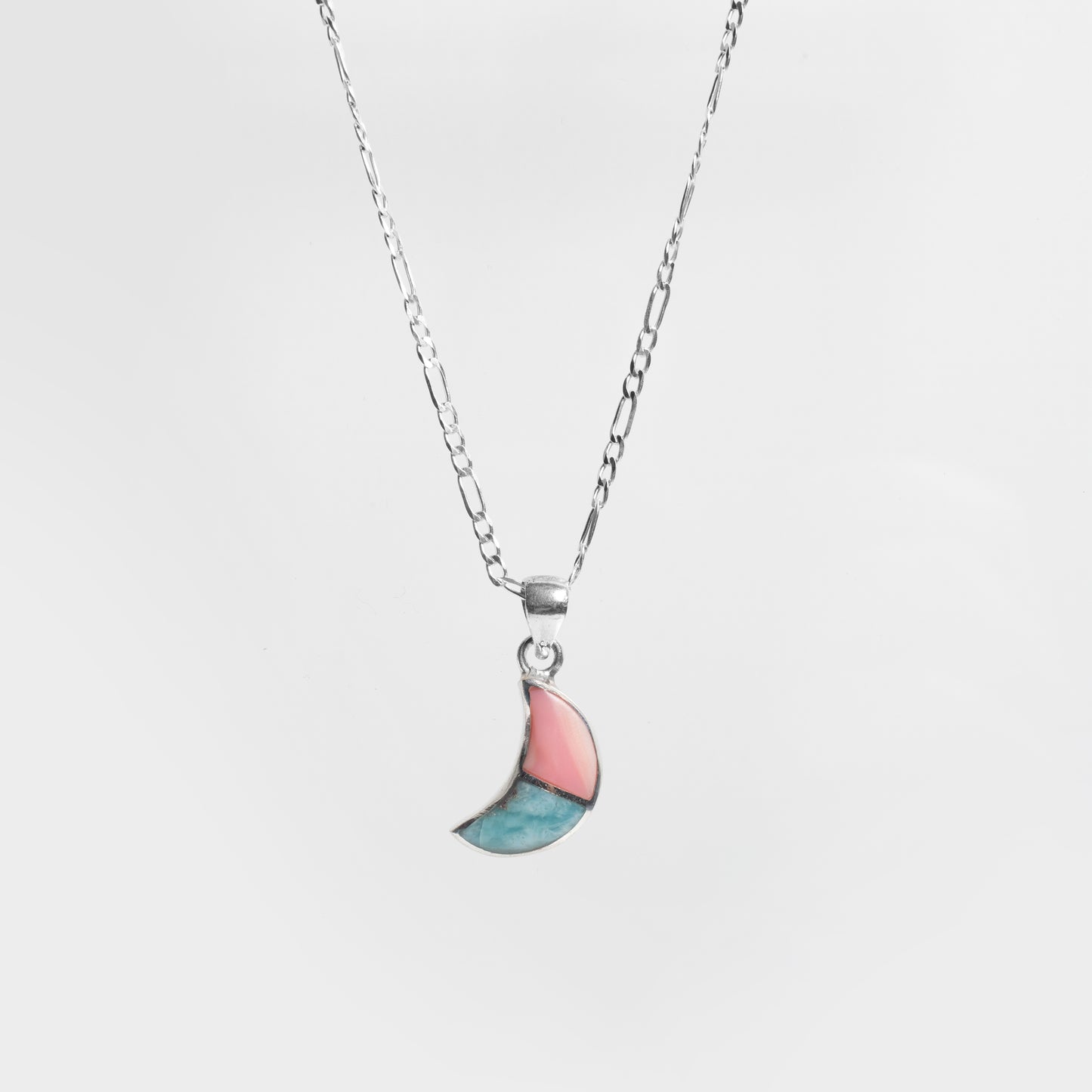 Luna Pendant - Larimar X Pink Caracol