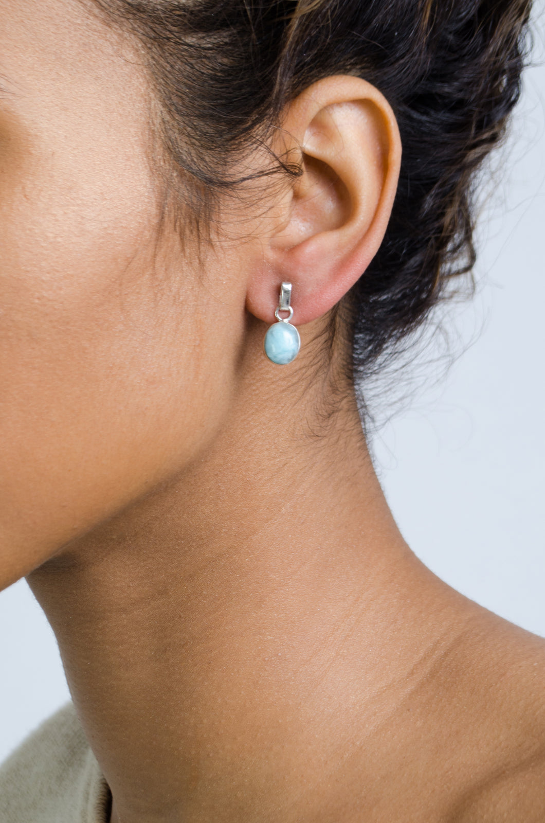 Land & Sea, Larimar X Amber Dual-Sided Earrings